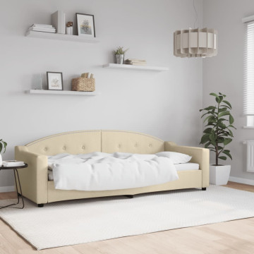 Krémszínű szövet kanapéágy 80 x 200 cm - utánvéttel vagy ingyenes szállítással