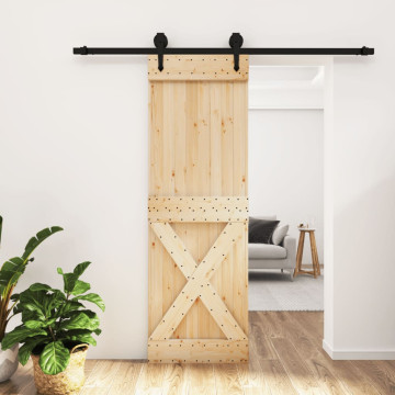 Tömör fenyőfa tolóajtó fémszerelék szettel 70 x 210 cm - utánvéttel vagy ingyenes szállítással