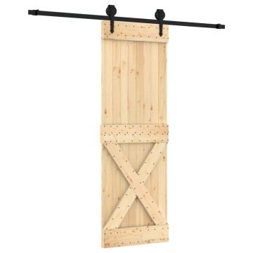 Tömör fenyőfa tolóajtó fémszerelék szettel 70 x 210 cm - utánvéttel vagy ingyenes szállítással
