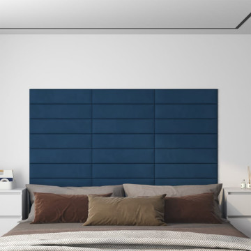 12 db kék bársony fali panel 60 x 15 cm 1,08 m² - utánvéttel vagy ingyenes szállítással