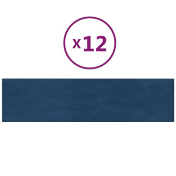 12 db kék bársony fali panel 60 x 15 cm 1,08 m² - utánvéttel vagy ingyenes szállítással