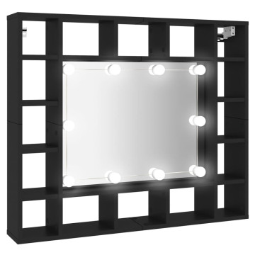 Fekete LED-es tükrös szekrény 91x15x76,5 cm - utánvéttel vagy ingyenes szállítással