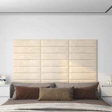 12 db krémszínű bársony fali panel 60 x 15 cm 1,08 m² - utánvéttel vagy ingyenes szállítással