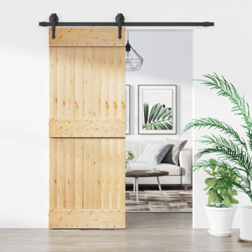 Tömör fenyőfa tolóajtó fémszerelék szettel 80 x 210 cm - utánvéttel vagy ingyenes szállítással