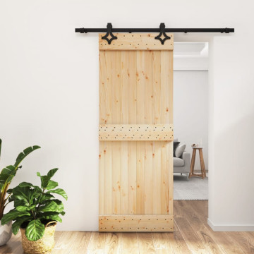 Tömör fenyőfa tolóajtó fémszerelék szettel 80 x 210 cm - utánvéttel vagy ingyenes szállítással