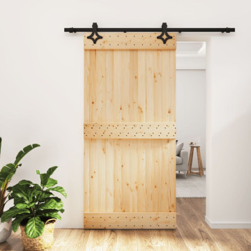 Tömör fenyőfa tolóajtó fémszerelék szettel 100 x 210 cm - utánvéttel vagy ingyenes szállítással