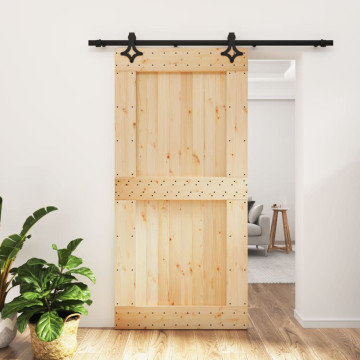 Tömör fenyőfa tolóajtó fémszerelék szettel 100 x 210 cm - utánvéttel vagy ingyenes szállítással