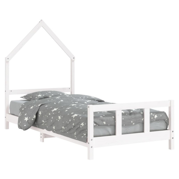 Fehér tömör fenyőfa gyerekágykeret 90 x 200 cm - utánvéttel vagy ingyenes szállítással