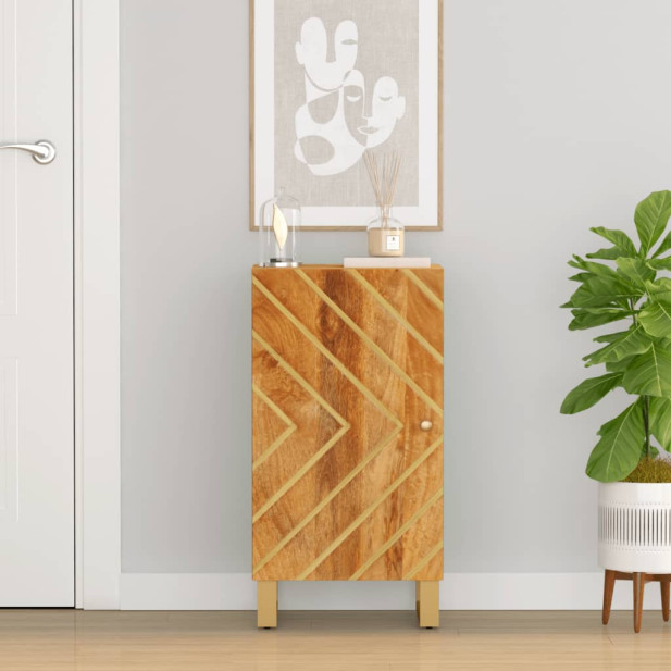 Barna és fekete tömör mangófa kisszekrény 40x33,5x75 cm - utánvéttel vagy ingyenes szállítással