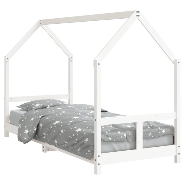 Fehér tömör fenyőfa gyerekágykeret 80 x 200 cm - utánvéttel vagy ingyenes szállítással