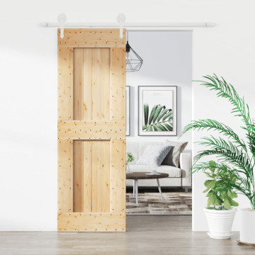 Tömör fenyőfa tolóajtó fémszerelék szettel 70 x 210 cm - utánvéttel vagy ingyenes szállítással