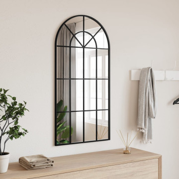 Fekete ívelt vas fali tükör 50 x 100 cm - utánvéttel vagy ingyenes szállítással
