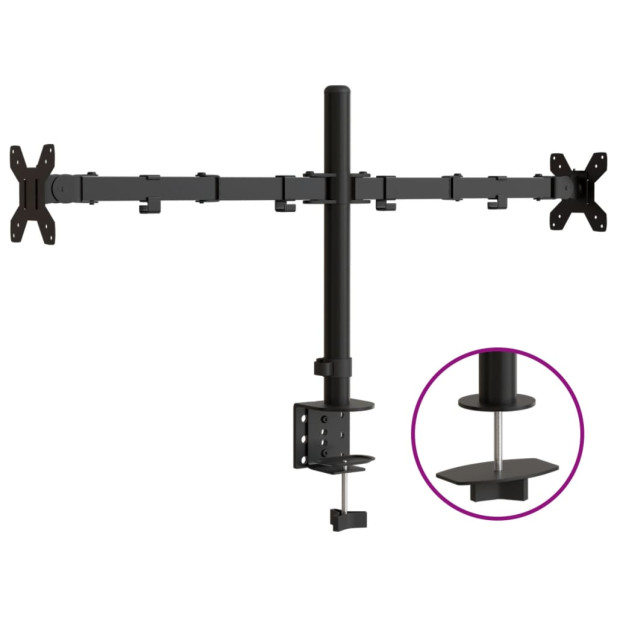 Dupla fekete acél monitorállvány VESA 75/100 mm - utánvéttel vagy ingyenes szállítással