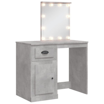 Betonszürke fésülködőasztal LED-lámpákkal 90x42x132,5 cm - utánvéttel vagy ingyenes szállítással