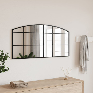 Fekete ívelt vas fali tükör 100 x 50 cm - utánvéttel vagy ingyenes szállítással