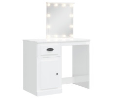 Magasfényű fehér fésülködőasztal LED-del 90x40x132,5 cm - utánvéttel vagy ingyenes szállítással