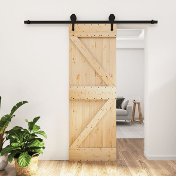 Tömör fenyőfa tolóajtó fémszerelék szettel 70 x 210 cm - utánvéttel vagy ingyenes szállítással