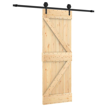 Tömör fenyőfa tolóajtó fémszerelék szettel 70 x 210 cm - utánvéttel vagy ingyenes szállítással