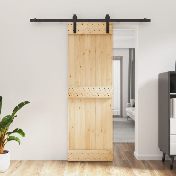 Tömör fenyőfa tolóajtó fémszerelék szettel 70 x 210 cm - utánvéttel vagy ingyenes szállítással