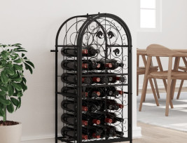 Fekete kovácsoltvas bortartó 33 palackhoz 45 x 36 x 100 cm - utánvéttel vagy ingyenes szállítással