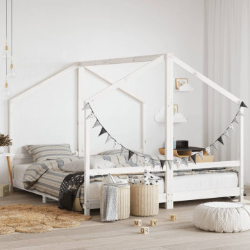 Fehér gyerek tömör fenyőfa ágykeret 2 x (90 x 200) cm - utánvéttel vagy ingyenes szállítással