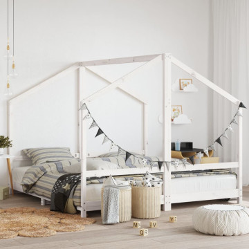Fehér gyerek tömör fenyőfa ágykeret 2 x (90 x 190) cm - utánvéttel vagy ingyenes szállítással