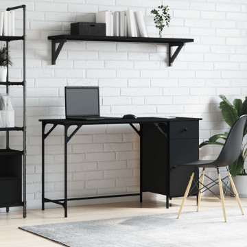 Fekete szerelt fa számítógépasztal 131x48x75 cm - utánvéttel vagy ingyenes szállítással