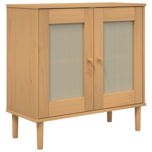 SENJA barna rattanhatású tálalószekrény 80 x 35 x 80 cm - utánvéttel vagy ingyenes szállítással