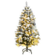 Csuklópántos műkarácsonyfa 150 LED-del és gömbökkel 150 cm - utánvéttel vagy ingyenes szállítással