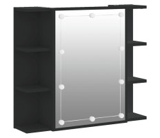 Fekete tükrös szekrény LED-ekkel 70 x 16,5 x 60 cm - utánvéttel vagy ingyenes szállítással