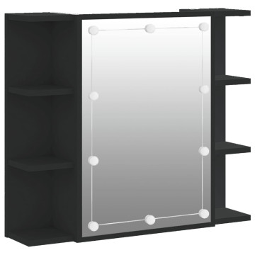 Fekete tükrös szekrény LED-ekkel 70 x 16,5 x 60 cm - utánvéttel vagy ingyenes szállítással
