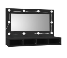 Fekete tükrös szekrény LED-ekkel 90x31,5x62 cm - utánvéttel vagy ingyenes szállítással