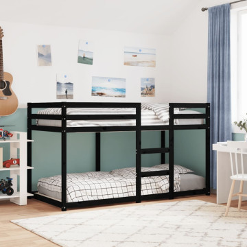 Fekete tömör fenyőfa emeletes ágy 90x190 cm - utánvéttel vagy ingyenes szállítással