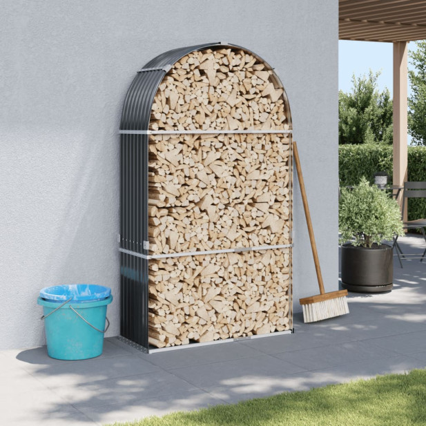 Antracitszürke horganyzott acél rönktartó 120 x 45 x 210 cm - utánvéttel vagy ingyenes szállítással