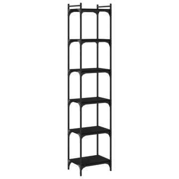 6 szintes fekete szerelt fa könyvespolc 40 x 30 x 188 cm - utánvéttel vagy ingyenes szállítással