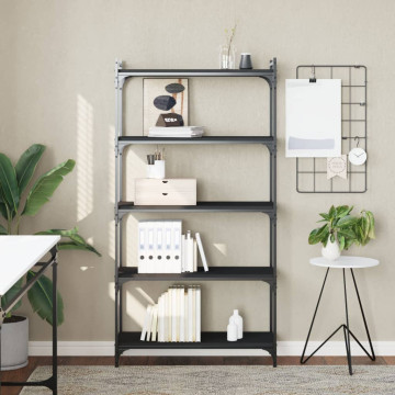 5 szintes fekete szerelt fa könyvespolc 80 x 30 x 154 cm - utánvéttel vagy ingyenes szállítással