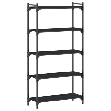 5 szintes fekete szerelt fa könyvespolc 80 x 30 x 154 cm - utánvéttel vagy ingyenes szállítással