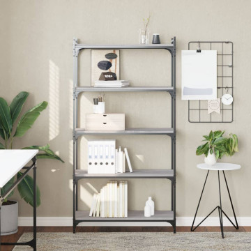 5 szintes szürke sonoma szerelt fa könyvespolc 80 x 30 x 154 cm - utánvéttel vagy ingyenes szállítással