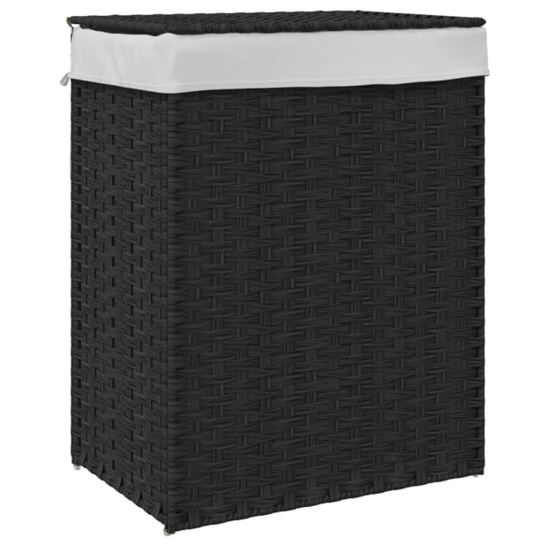 Fekete polyrattan szennyeskosár fedéllel 46x33x60 cm - utánvéttel vagy ingyenes szállítással
