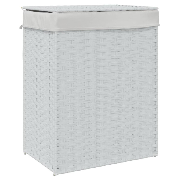 Fehér polyrattan szennyeskosár fedéllel 46x33x60 cm - utánvéttel vagy ingyenes szállítással