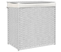 Fehér polyrattan szennyeskosár 2 rekesszel 53x33x57 cm - utánvéttel vagy ingyenes szállítással