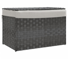 Szürke polyrattan szennyeskosár fedéllel 55,5 x 35 x 34 cm - utánvéttel vagy ingyenes szállítással