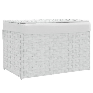 Fehér polyrattan szennyeskosár fedéllel 55,5 x 35 x 34 cm - utánvéttel vagy ingyenes szállítással