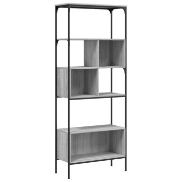 5 szintes szürke sonoma szerelt fa könyvespolc 76x33x188,5 cm - utánvéttel vagy ingyenes szállítással