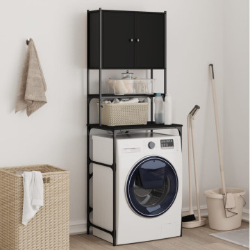 Fekete forgácslap mosógépszekrény 67x48x194 cm - utánvéttel vagy ingyenes szállítással