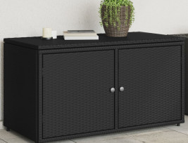 Fekete polyrattan kerti tárolószekrény 110 x 55 x 60,5 cm - utánvéttel vagy ingyenes szállítással