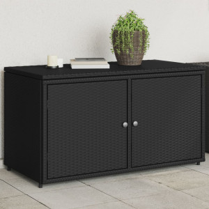 Fekete polyrattan kerti tárolószekrény 110 x 55 x 60,5 cm - utánvéttel vagy ingyenes szállítással