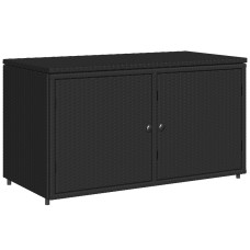 Fekete polyrattan kerti tárolószekrény 110 x 55 x 60,5 cm - utánvéttel vagy ingyenes szállítással