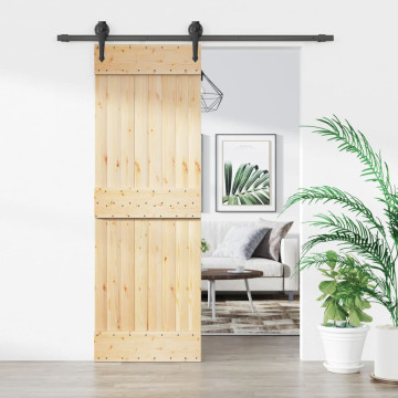 Tömör fenyőfa tolóajtó fémszerelék szettel 70 x 210 cm - utánvéttel vagy ingyenes szállítással