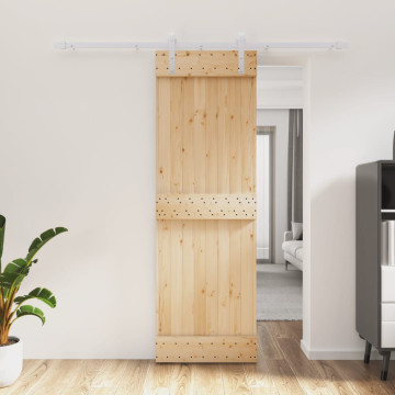 Tömör fenyőfa tolóajtó fémszerelék szettel 70 x 210 cm - utánvéttel vagy ingyenes szállítással
